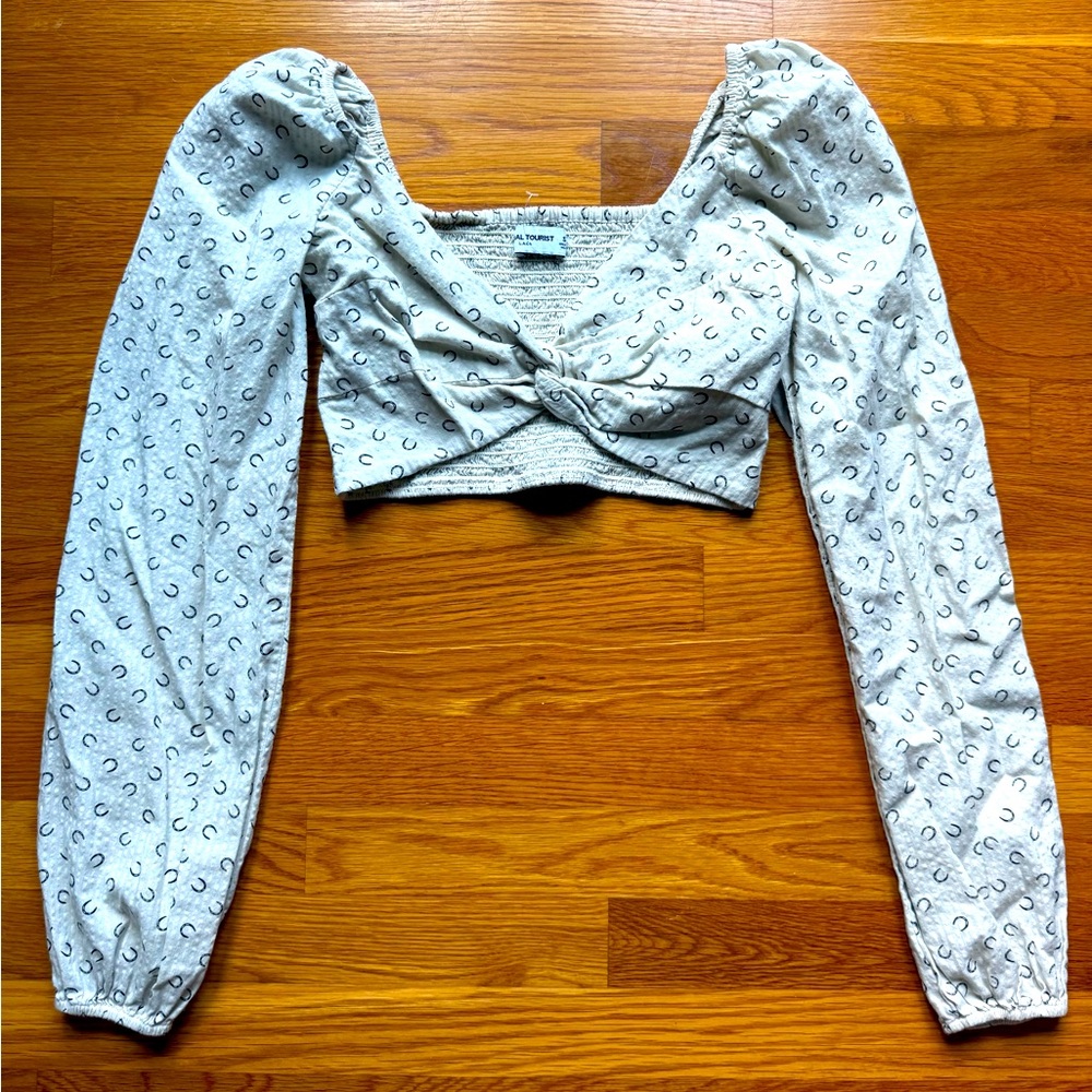 Social tourist Stylish White Patterned Women's Top